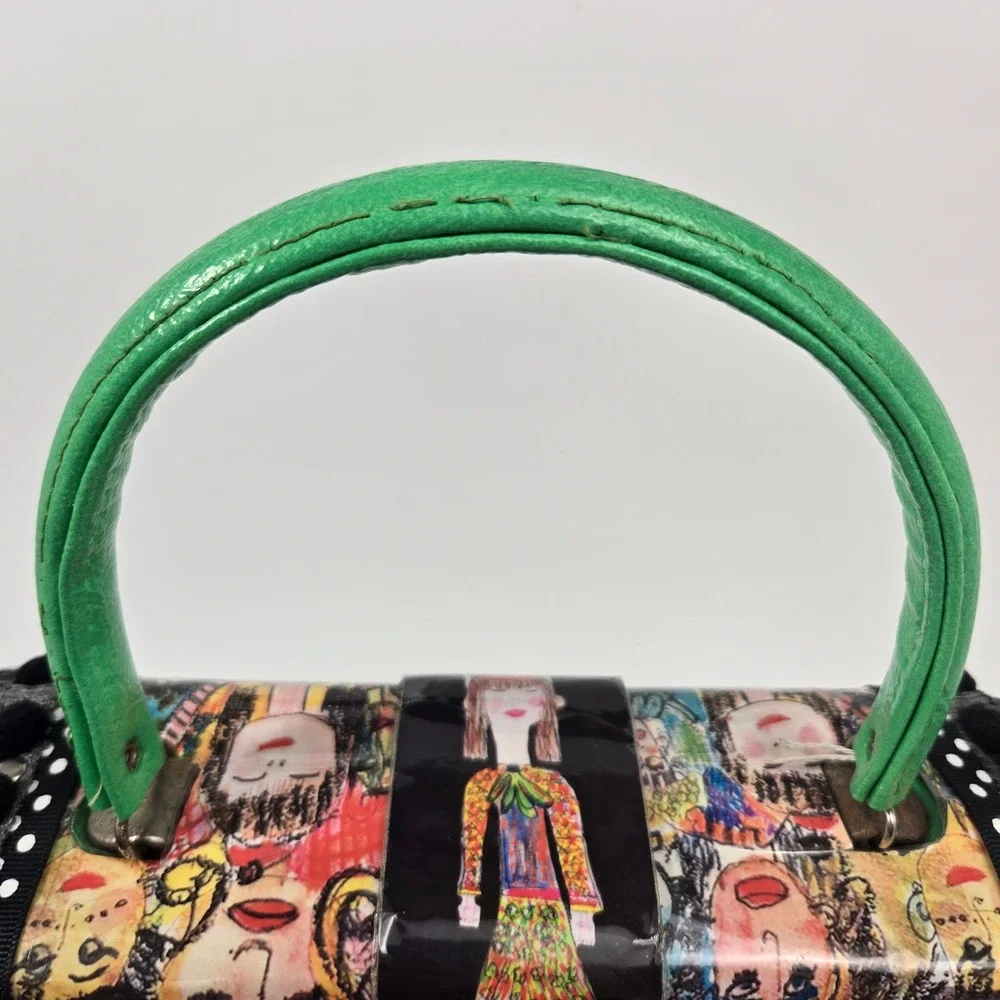 Dorie Jane Handbag Retro Remix Dorie Fans Pop Art Vintage Box Pursen Black White